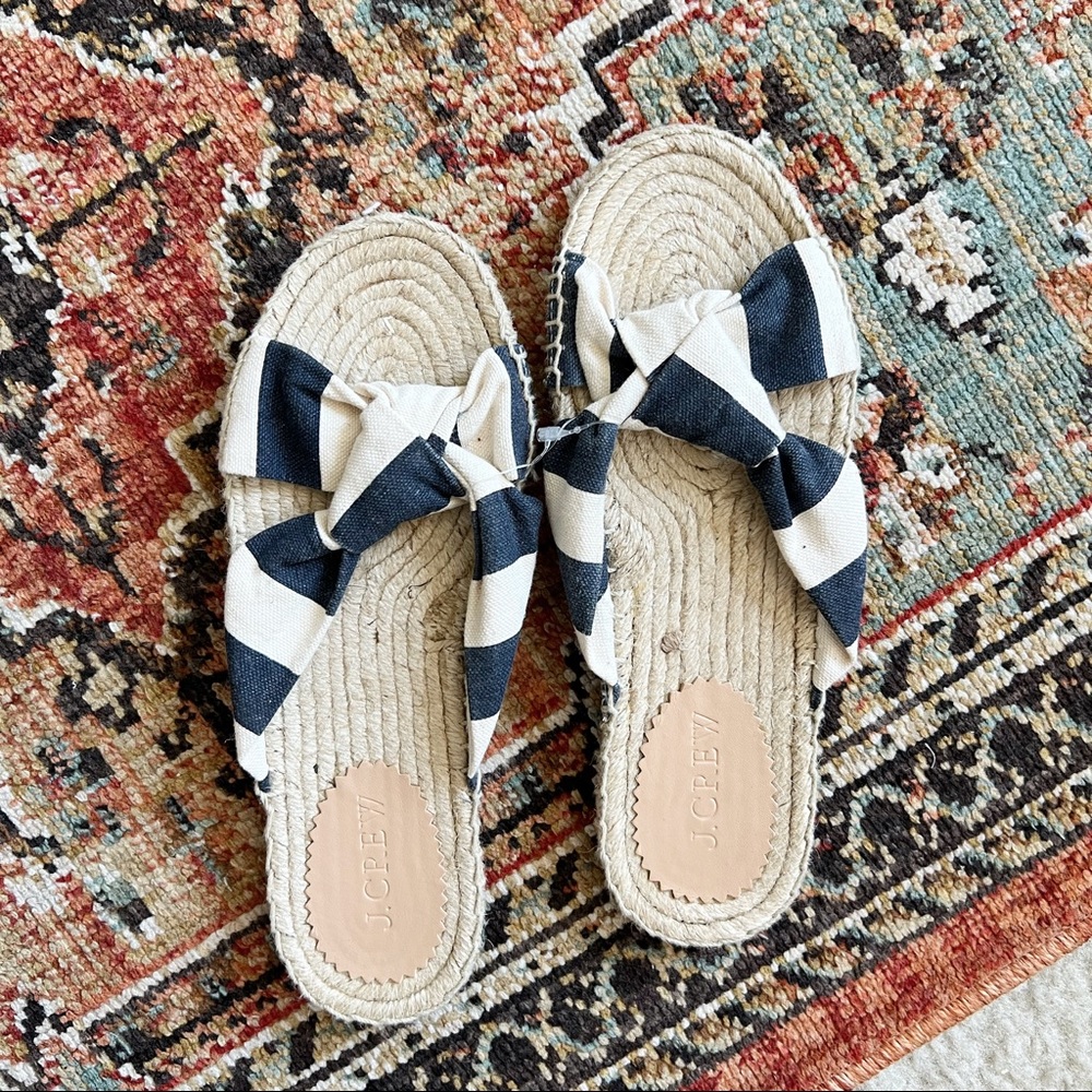 J.Crew Knotted Espadrilles Striped Slides